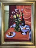 Indoor Study in Warm Notes,: Tulips on a table