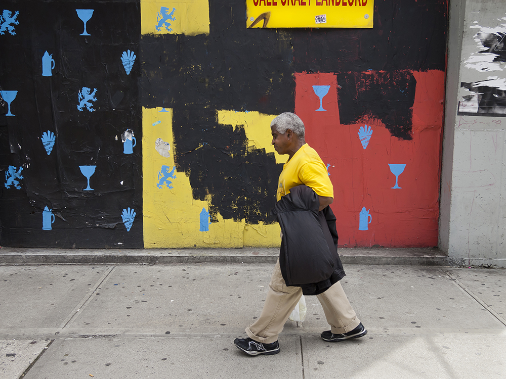 Arthur Nager, Man with Yellow and Black Wall, East Village NYC