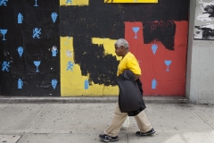 Arthur Nager, Man with Yellow and Black Wall, East Village NYC
