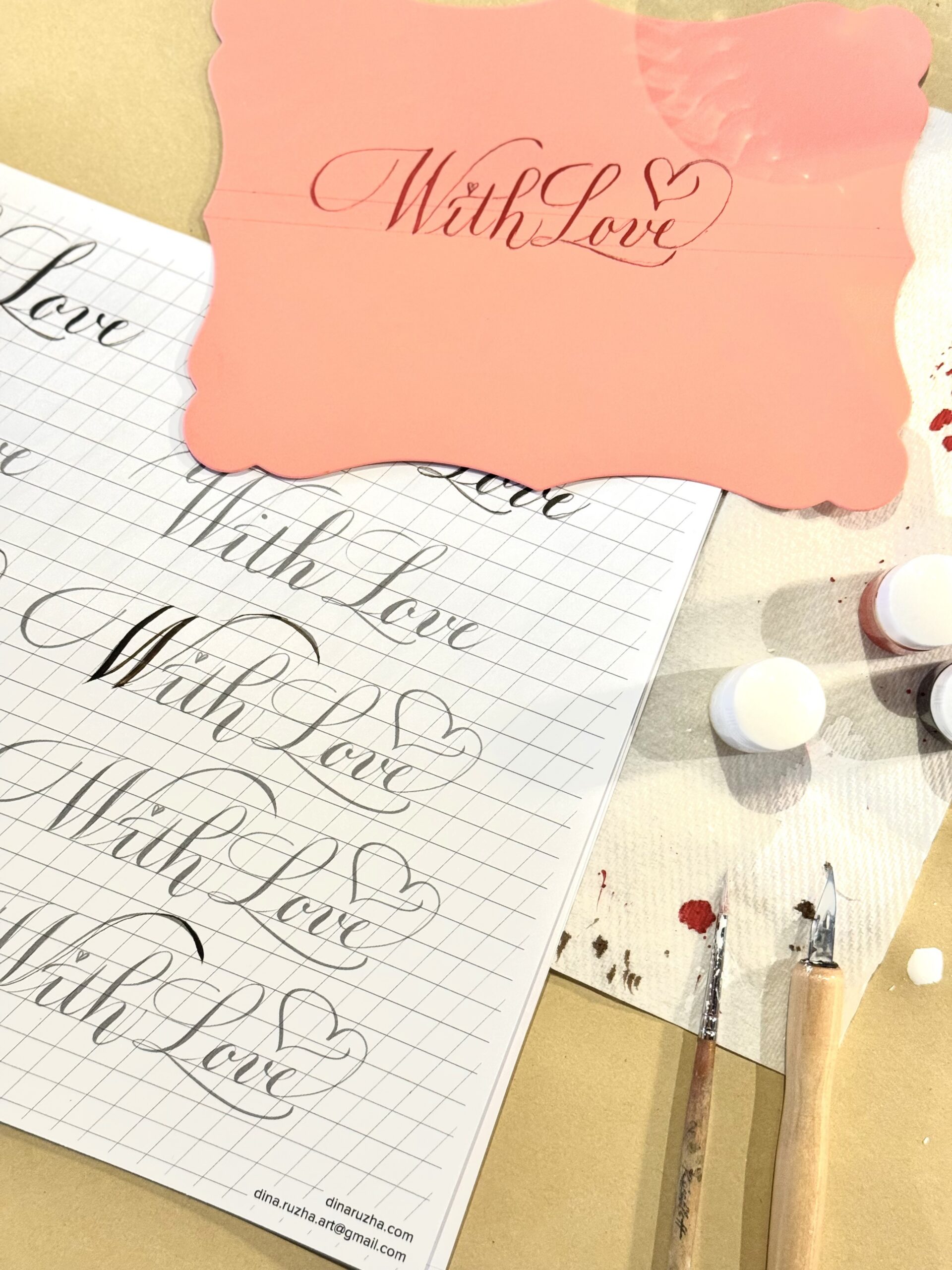 with love calligraphy card
